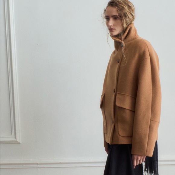 MANGO Basquiat Funnel Neck Coat Size S NWT - Picture 2 of 4